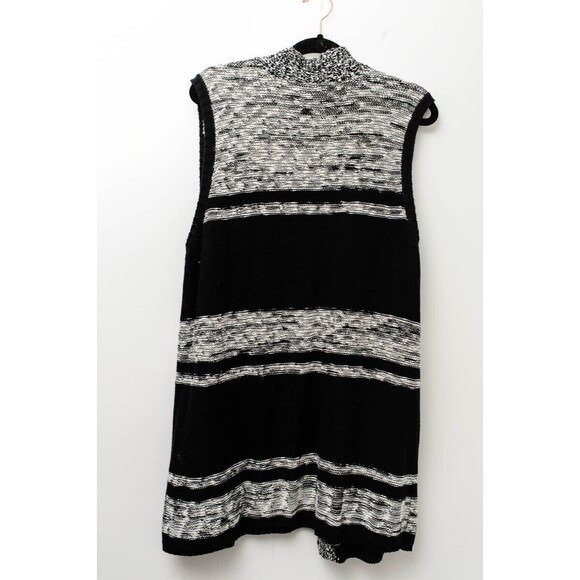 Chico's womens short sleeve knit open cardigan black and white L - Picture 2 of 7